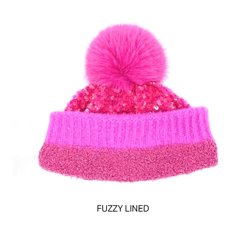 🔥Last Day 50% OFF - Winter Sparkly Sequin Pom Beanie