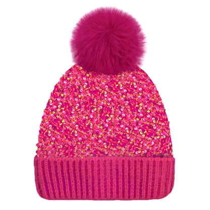 🔥Last Day 50% OFF - Winter Sparkly Sequin Pom Beanie