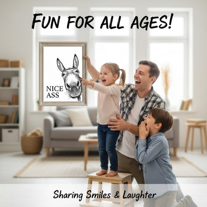 🚽Funny Bathroom Wall Art - "Nice Ass" Donkey Print