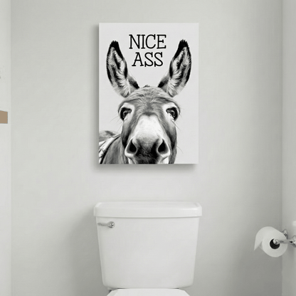 🚽Funny Bathroom Wall Art - "Nice Ass" Donkey Print